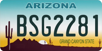AZ license plate BSG2281