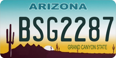 AZ license plate BSG2287