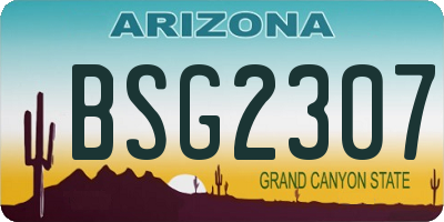 AZ license plate BSG2307