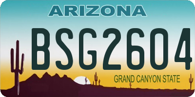 AZ license plate BSG2604