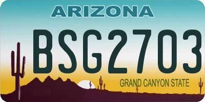 AZ license plate BSG2703