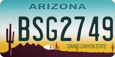 AZ license plate BSG2749