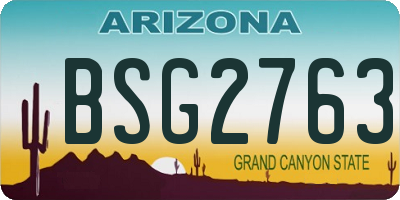 AZ license plate BSG2763
