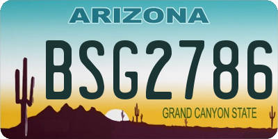 AZ license plate BSG2786