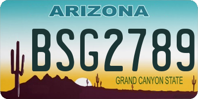 AZ license plate BSG2789