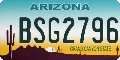 AZ license plate BSG2796