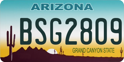 AZ license plate BSG2809