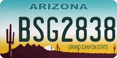 AZ license plate BSG2838