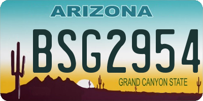AZ license plate BSG2954