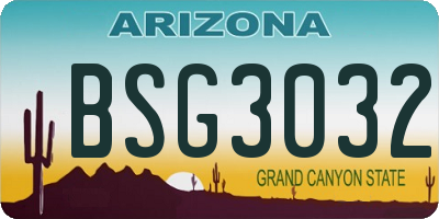 AZ license plate BSG3032