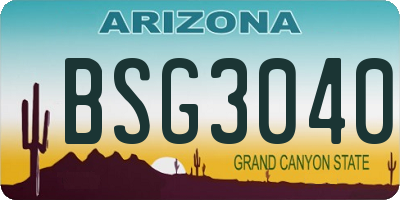 AZ license plate BSG3040
