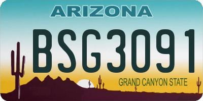 AZ license plate BSG3091