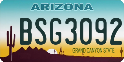 AZ license plate BSG3092