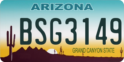 AZ license plate BSG3149