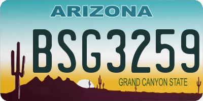 AZ license plate BSG3259