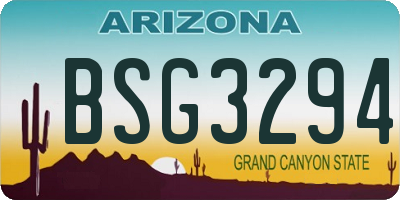 AZ license plate BSG3294