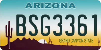AZ license plate BSG3361