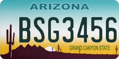 AZ license plate BSG3456