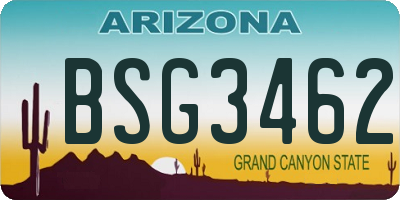 AZ license plate BSG3462