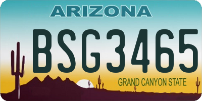 AZ license plate BSG3465