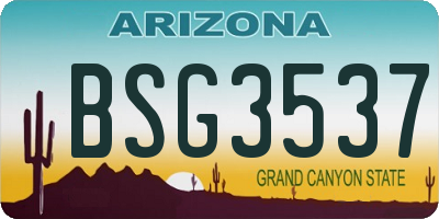 AZ license plate BSG3537