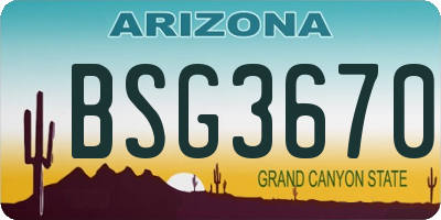 AZ license plate BSG3670