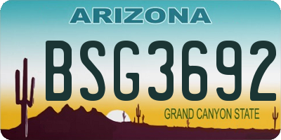 AZ license plate BSG3692