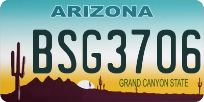 AZ license plate BSG3706