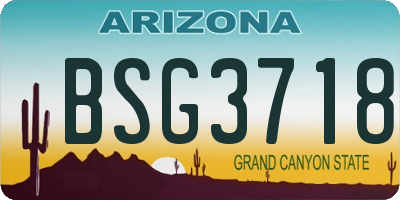 AZ license plate BSG3718