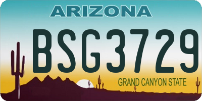 AZ license plate BSG3729