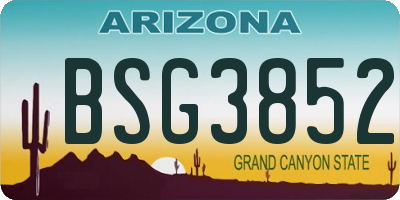 AZ license plate BSG3852