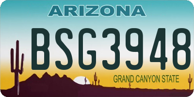 AZ license plate BSG3948