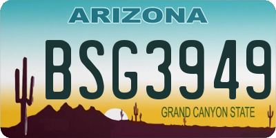 AZ license plate BSG3949