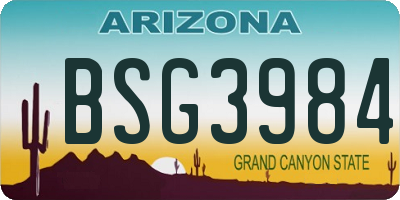 AZ license plate BSG3984