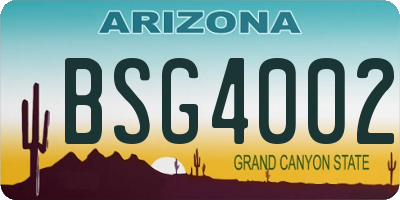 AZ license plate BSG4002