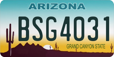 AZ license plate BSG4031