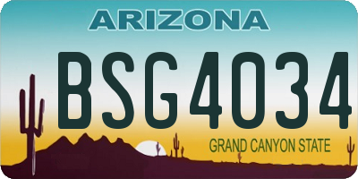 AZ license plate BSG4034