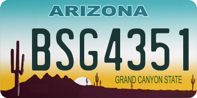 AZ license plate BSG4351