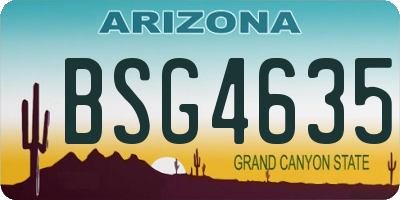 AZ license plate BSG4635