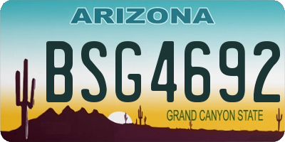 AZ license plate BSG4692