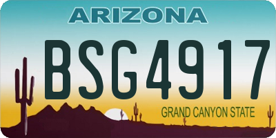 AZ license plate BSG4917