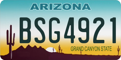 AZ license plate BSG4921