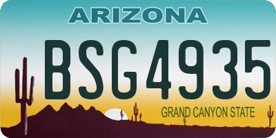 AZ license plate BSG4935