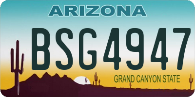 AZ license plate BSG4947