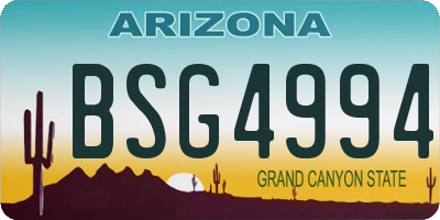 AZ license plate BSG4994
