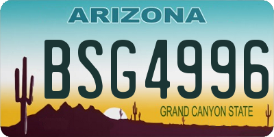 AZ license plate BSG4996