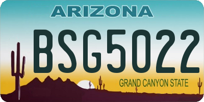 AZ license plate BSG5022