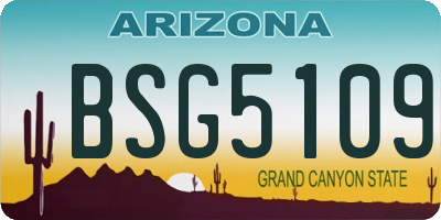 AZ license plate BSG5109