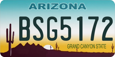 AZ license plate BSG5172