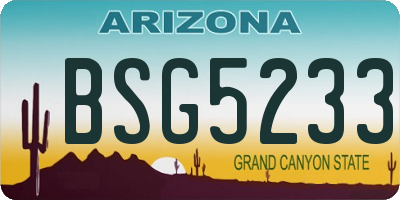 AZ license plate BSG5233